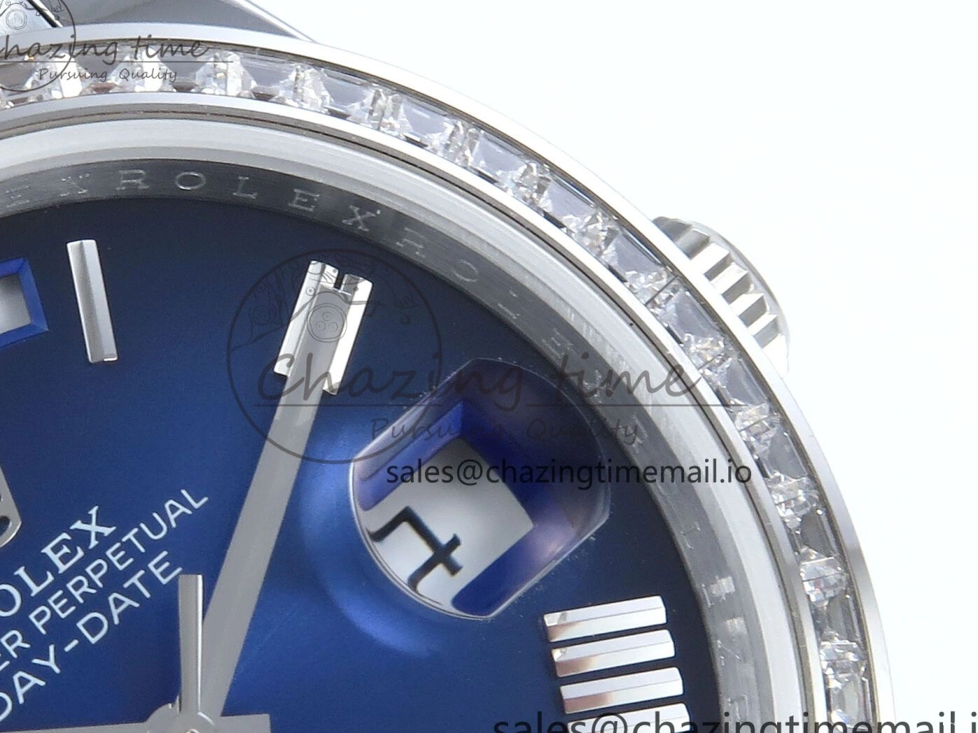 MiroTime 0409 Seasonal DayDate 40 SS QF 1:1 Best Edition Blue Black Dial Diamonds Bezel on President Bracelet A2836 V5 (Gain Weight) 482